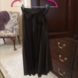 Chic Black Midi A-Line Skirt with Tie Front